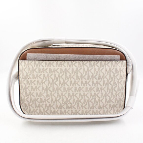 NWT Michael Kors Jet Set Large East West Zip Chain Logo Crossbody Bag in Vanilla - Picture 3 of 10